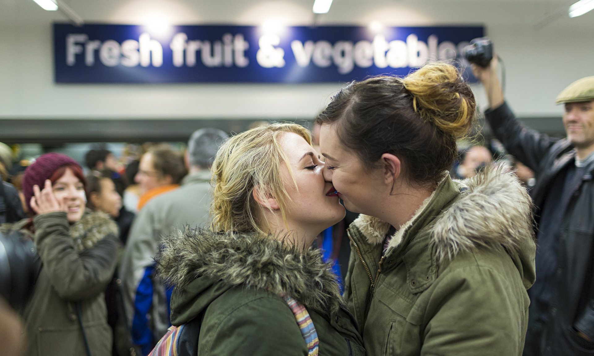 Kiss-in protest after lesbian couple told they were ‘disgusting’