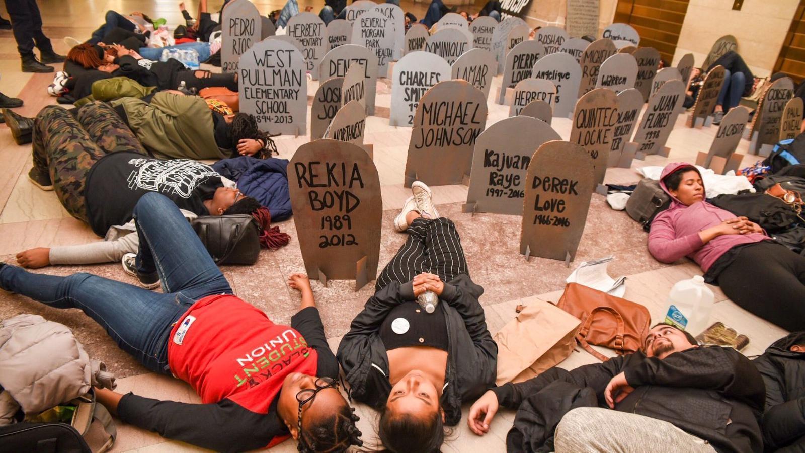 Die-In at Chicago City Hall for #NoCopAcademy